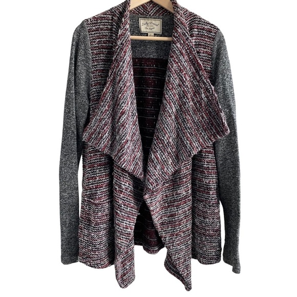LUCKY Brand Waterfall Cardigan Chunky Knit Open Drape Sweater Wool Blend Cozy - Picture 1 of 14